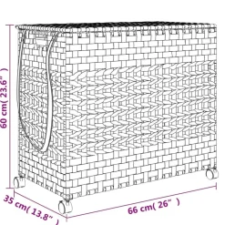 vidaXL vasketøjskurv med hjul 66x35x60 cm rattan grå