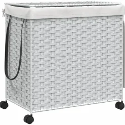 vidaXL vasketøjskurv med hjul 60x35x60,5 cm rattan hvid