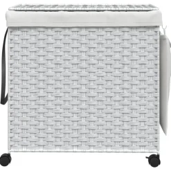 vidaXL vasketøjskurv med hjul 60x35x60,5 cm rattan hvid