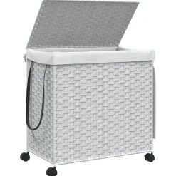 vidaXL vasketøjskurv med hjul 60x35x60,5 cm rattan hvid