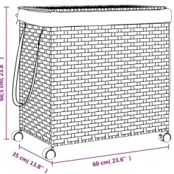 vidaXL vasketøjskurv med hjul 60x35x60,5 cm rattan hvid