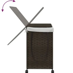 vidaXL vasketøjskurv med hjul 60x35x60,5 cm rattan mørkebrun