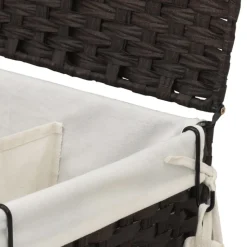vidaXL vasketøjskurv med hjul 60x35x60,5 cm rattan mørkebrun