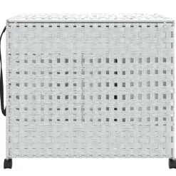 vidaXL vasketøjskurv med hjul 66x35x60 cm rattan hvid