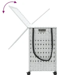 vidaXL vasketøjskurv med hjul 66x35x60 cm rattan hvid