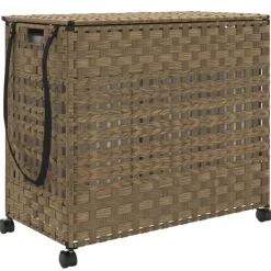 vidaXL vasketøjskurv med hjul 66x35x60 cm rattan