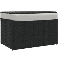 vidaXL vasketøjskurv med låg 55,5x35x34 cm polyrattan sort