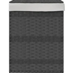 vidaXL vasketøjskurv med låg 46x33x60 cm polyrattan grå