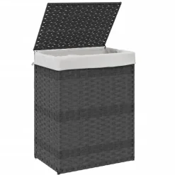 vidaXL vasketøjskurv med låg 46x33x60 cm polyrattan grå