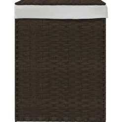 vidaXL vasketøjskurv med låg 46x33x60 cm polyrattan mørkebrun