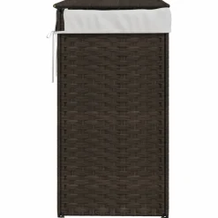 vidaXL vasketøjskurv med låg 46x33x60 cm polyrattan mørkebrun