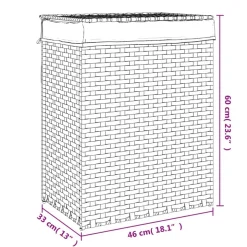 vidaXL vasketøjskurv med låg 46x33x60 cm polyrattan mørkebrun