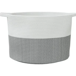 vidaXL vasketøjskurv Ø55x36 cm bomuld grå og hvid