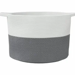 vidaXL vasketøjskurv Ø55x36 cm bomuld grå og hvid
