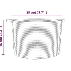 vidaXL vasketøjskurv Ø55x36 cm bomuld grå og hvid