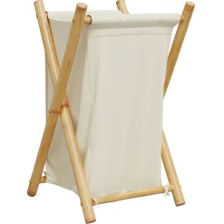 vidaXL vasketøjskurv 41,5x36x63,5 cm bambus cremehvid