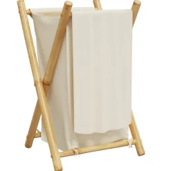vidaXL vasketøjskurv 41,5x36x63,5 cm bambus cremehvid