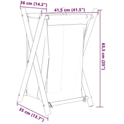 vidaXL vasketøjskurv 41,5x36x63,5 cm bambus cremehvid