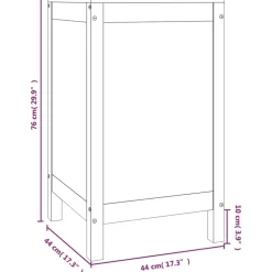 vidaXL vasketøjskurv 44x44x76 cm massivt fyrretræ