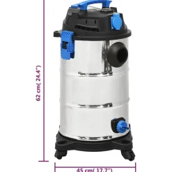 vidaXL våd-/tørstøvsuger 1200 W 30 l sølvfarvet
