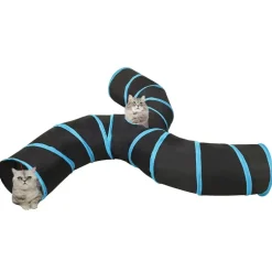 vidaXL 3-vejs kattetunnel 25 cm polyester sort og blå