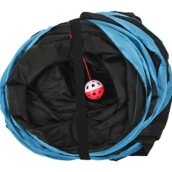 vidaXL 3-vejs kattetunnel 25 cm polyester sort og blå