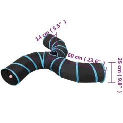 vidaXL 3-vejs kattetunnel 25 cm polyester sort og blå