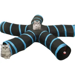 vidaXL 5-vejs kattetunnel 25 cm polyester sort og blå