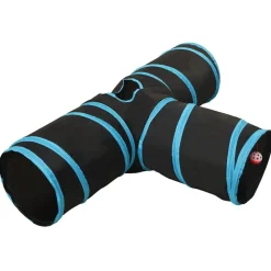 vidaXL 3-vejs kattetunnel 90 cm polyester sort og blå