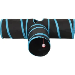 vidaXL 3-vejs kattetunnel 90 cm polyester sort og blå
