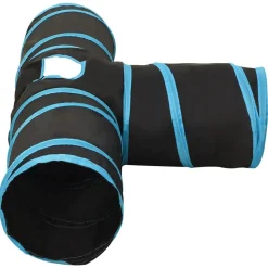vidaXL 3-vejs kattetunnel 90 cm polyester sort og blå