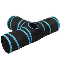 vidaXL 3-vejs kattetunnel 90 cm polyester sort og blå