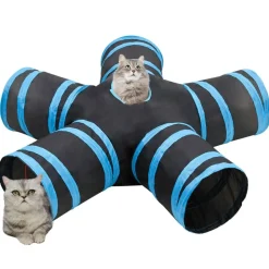 vidaXL 5-vejs kattetunnel 25 cm polyester sort og blå