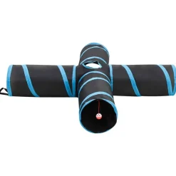 vidaXL 4-vejs kattetunnel 132 cm polyester sort og blå
