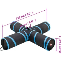 vidaXL 4-vejs kattetunnel 132 cm polyester sort og blå