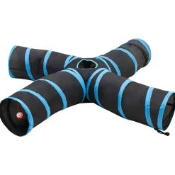 vidaXL 4-vejs kattetunnel 25 cm polyester sort og blå