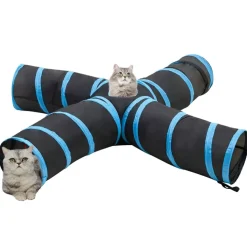 vidaXL 4-vejs kattetunnel 25 cm polyester sort og blå