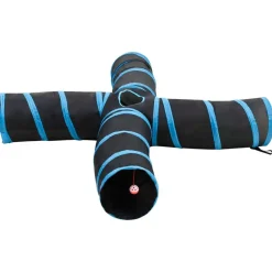 vidaXL 4-vejs kattetunnel 25 cm polyester sort og blå
