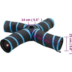vidaXL 4-vejs kattetunnel 25 cm polyester sort og blå