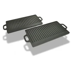 vidaXL vendbar grillpande i støbejern 2 stk. 38x23 cm