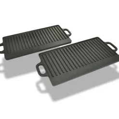 vidaXL vendbar grillpande i støbejern 2 stk. 38x23 cm