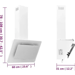 vidaXL væghængt emhætte 60 cm rustfrit stål og hærdet glas hvid