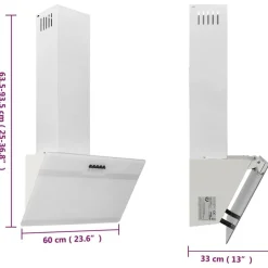 vidaXL væghængt emhætte 60 cm stål og hærdet glas hvid