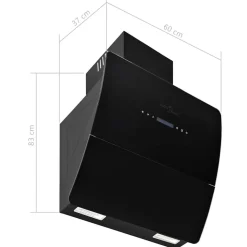 vidaXL væghængt emhætte 756 m³/t 60 cm rustfrit stål sort
