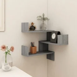vidaXL væghængt hjørnehylde 40x40x50 cm konstrueret træ grå sonoma-eg