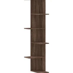 vidaXL væghængt hjørnehylde 36,5x36,5x140 cm konstrueret træ brunt eg