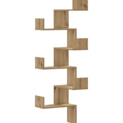 vidaXL væghængt hjørnehylde 45x45x147 cm konstrueret træ egetræsfarve