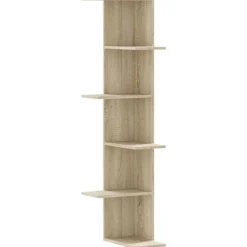 vidaXL væghængt hjørnehylde 36,5x36,5x140 cm konstrueret træ sonoma-eg