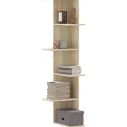 vidaXL væghængt hjørnehylde 36,5x36,5x140 cm konstrueret træ sonoma-eg