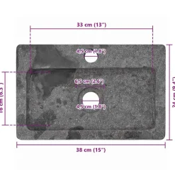 vidaXL væghængt håndvask 38x24x6,5 cm marmor grå